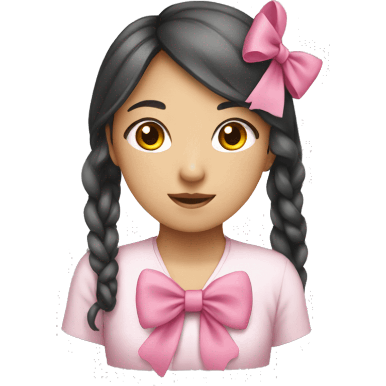 Asian girl wearing a pink bow emoji