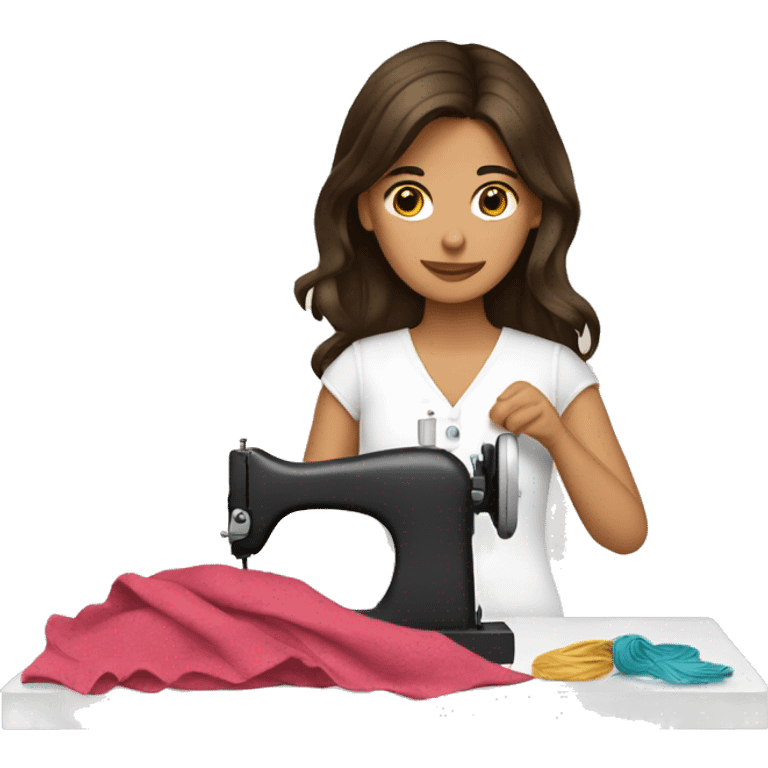 Brunette girl sewing  emoji