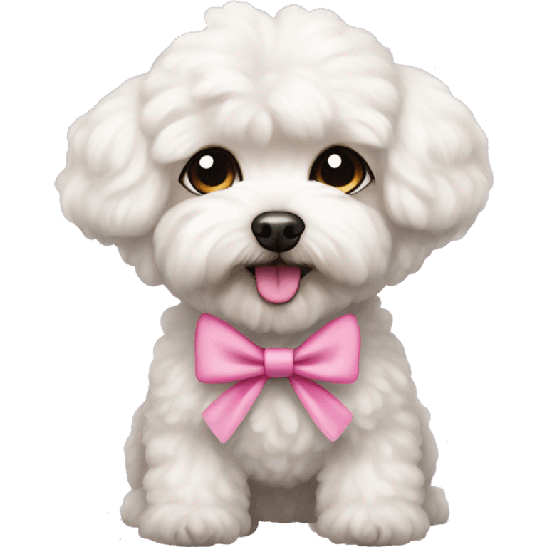 white maltipoo with pink bows on ears  emoji