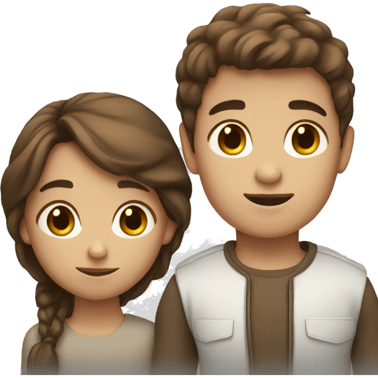 Girl and boy with brown hair  emoji