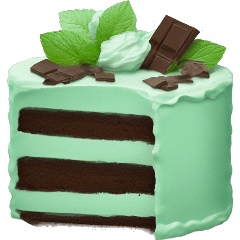 Realistic mint chocolate layered cake emoji