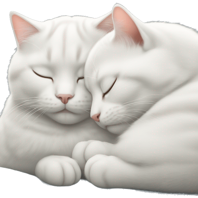 two white cats sleeping curled up next to each other emoji