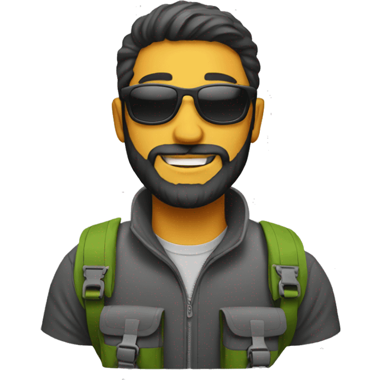 Man with sunglasses and beard backpacking  emoji