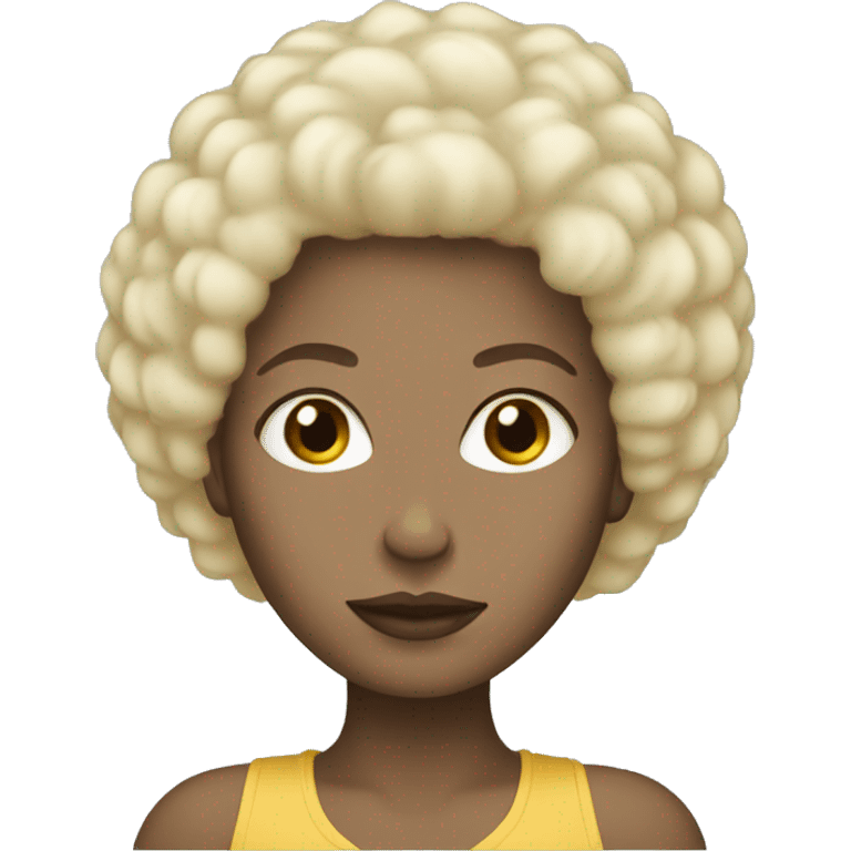 White woman blonde afro emoji