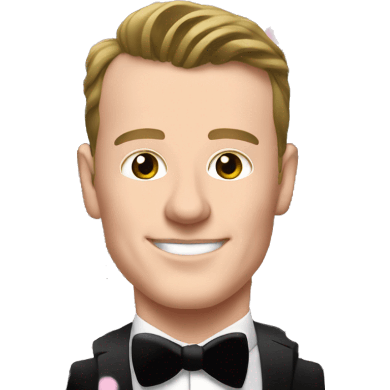 Jonathan Toews in black tuxedo; pink picture frame emoji