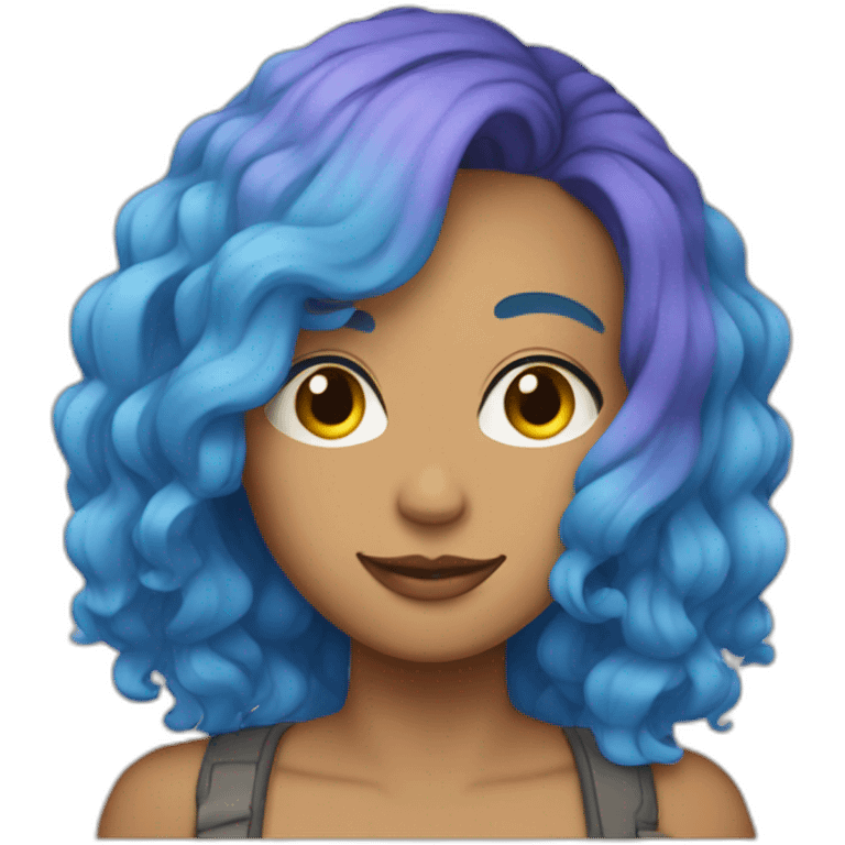 pansexual icon with blue hair and tan skin emoji