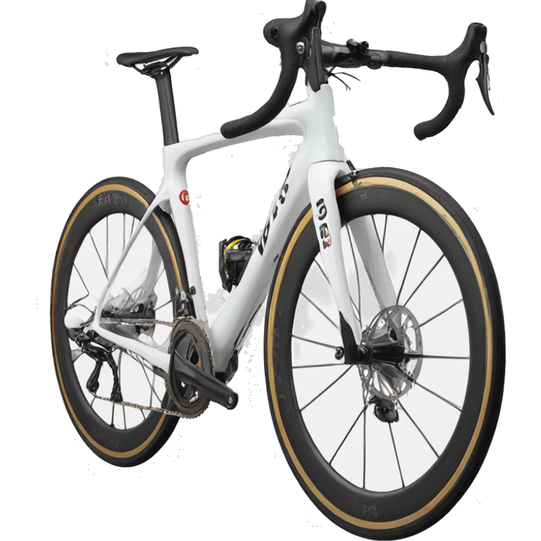 sworks white road bike with black logo emoji