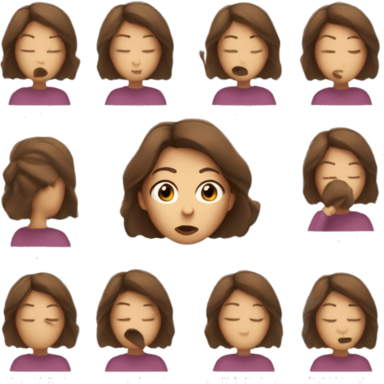 Brown haired women shushing emoji