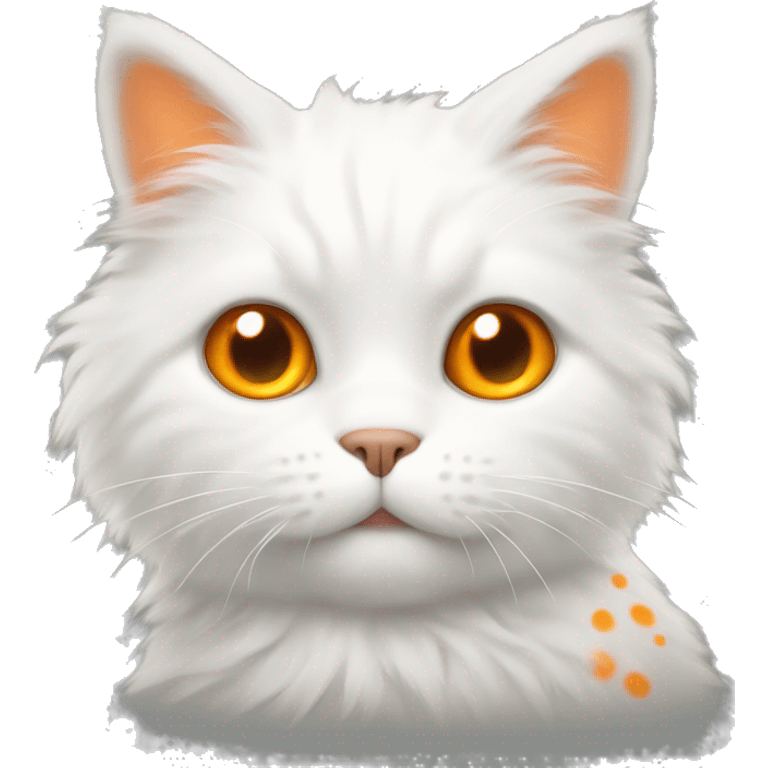 fluffly white cat with orange spots emoji