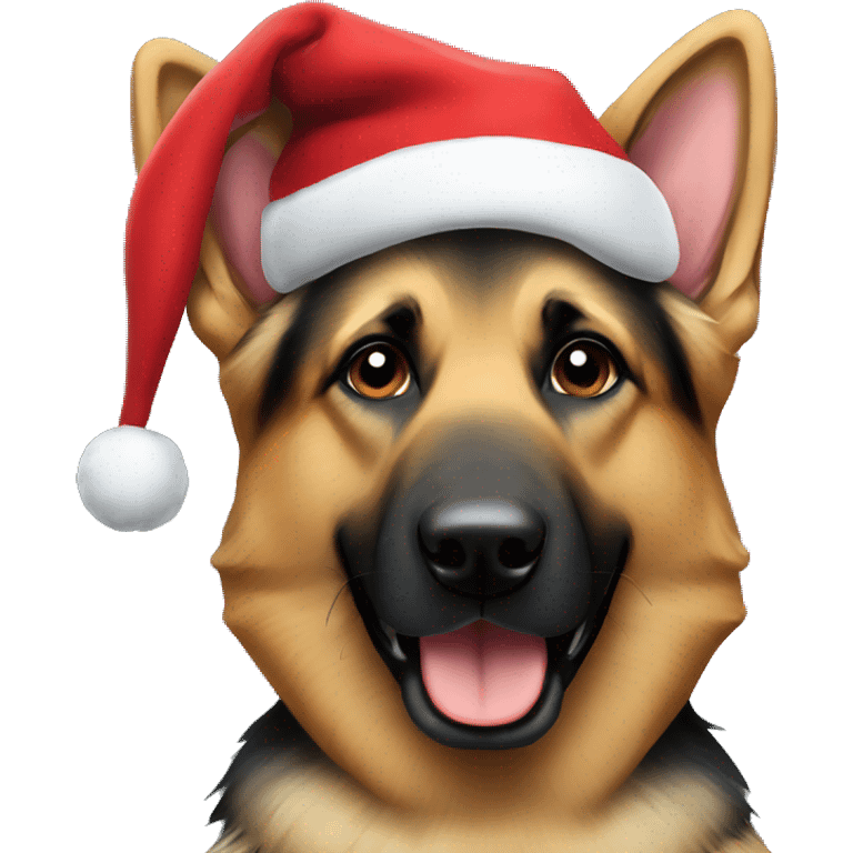 german shepherd in santa hat  emoji