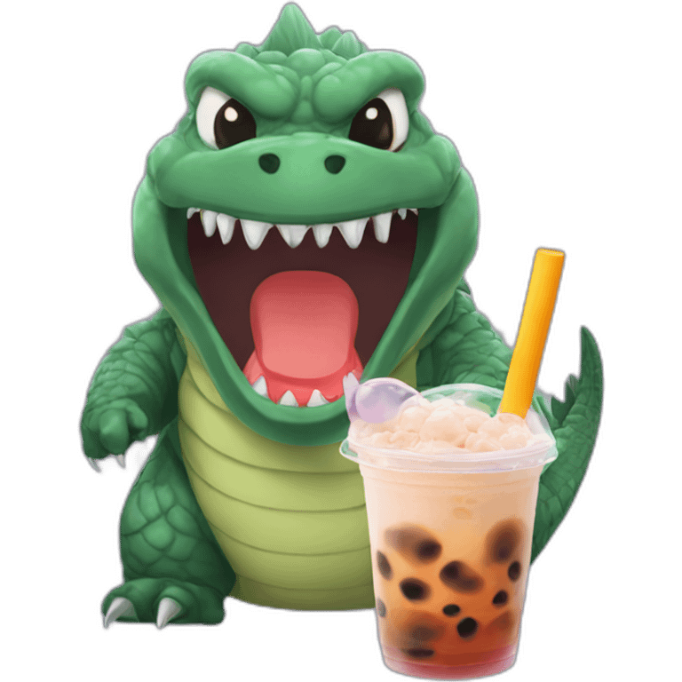 Godzilla bubble tea emoji