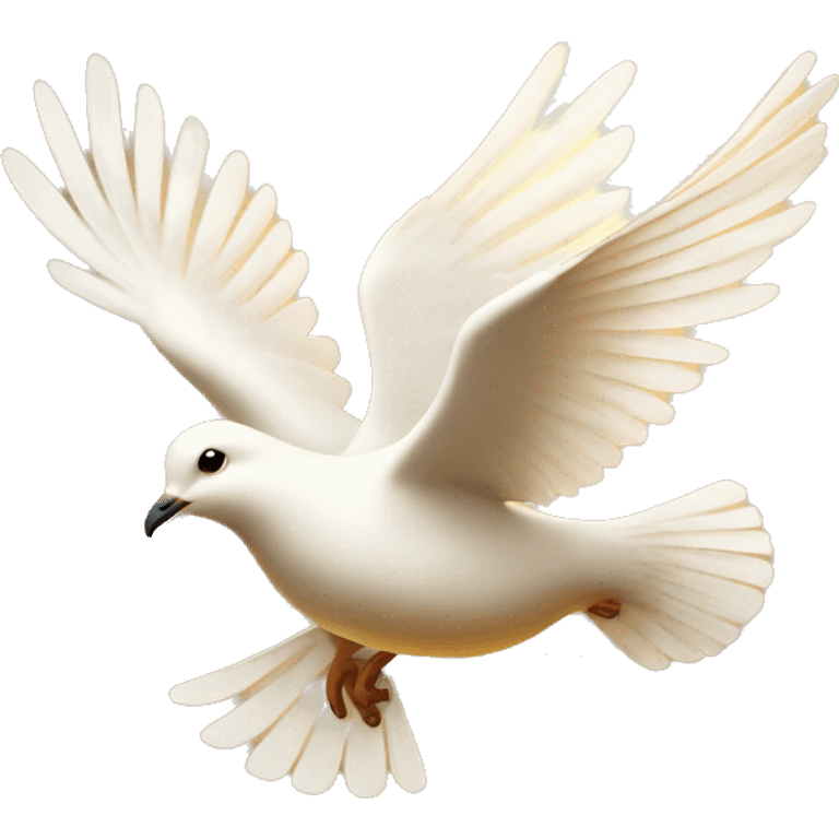 Flying white dove in golden light  emoji