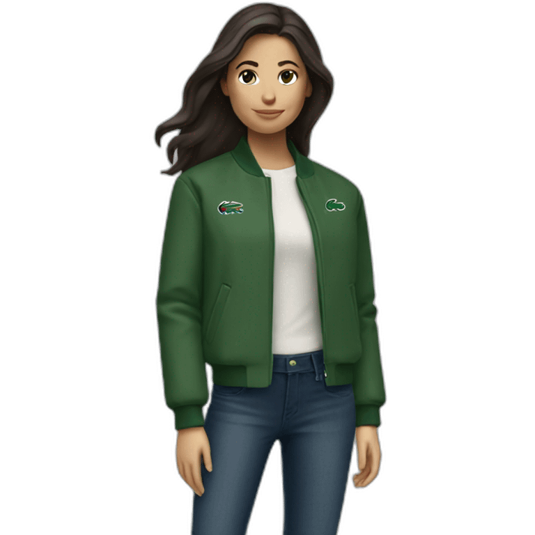 brunette girl with lacoste jacket emoji