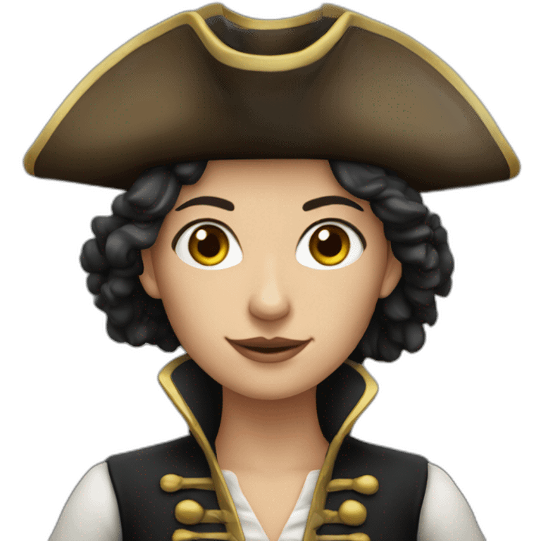 Pirate leader woman with black hair, white skin, and hazel eyes emoji