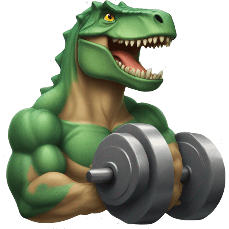 strong dino at gym emoji