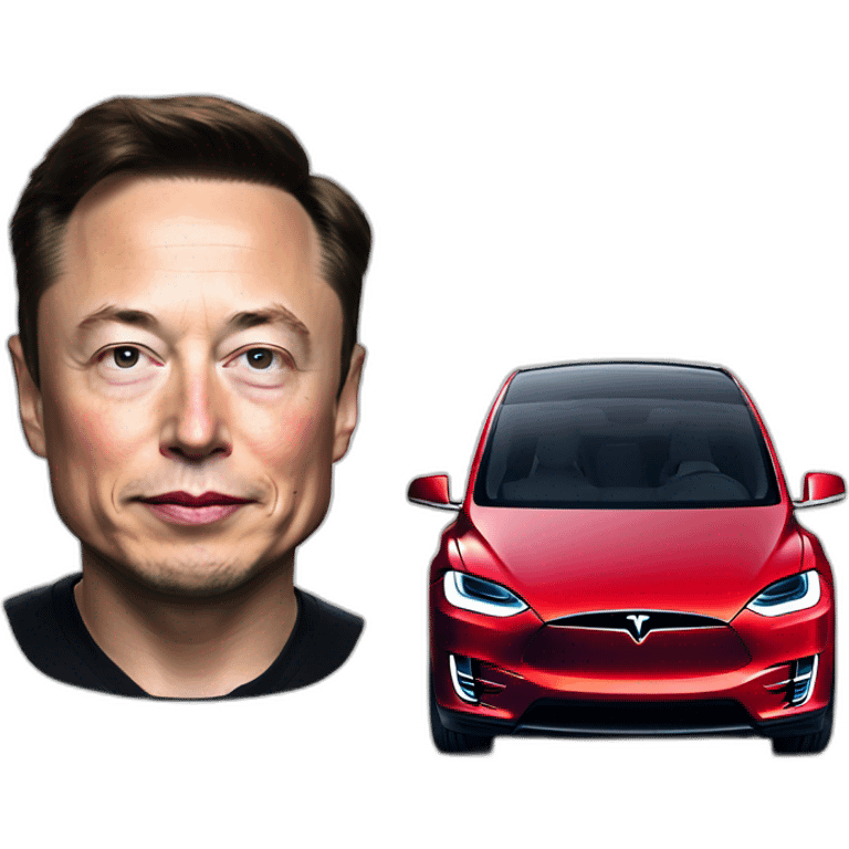 Elon Musk with a Tesla Model X emoji