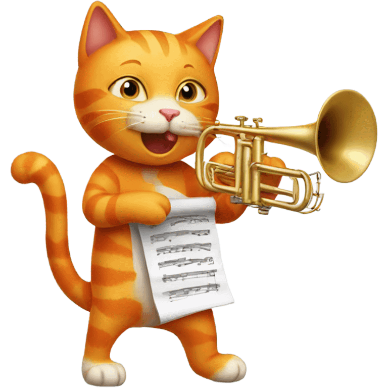 Orange cat playing trombone emoji