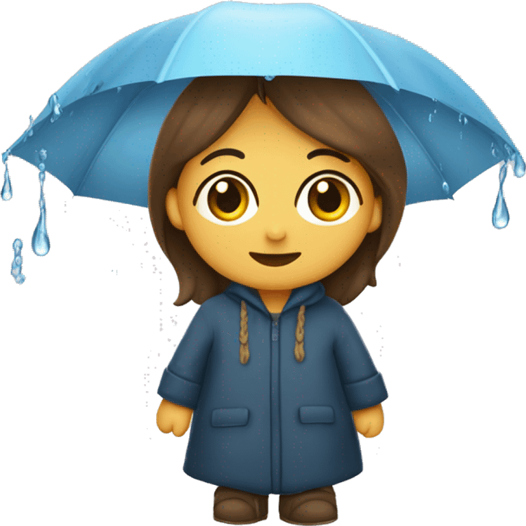 Loira cacheada de pele clara com capa de chuva  emoji