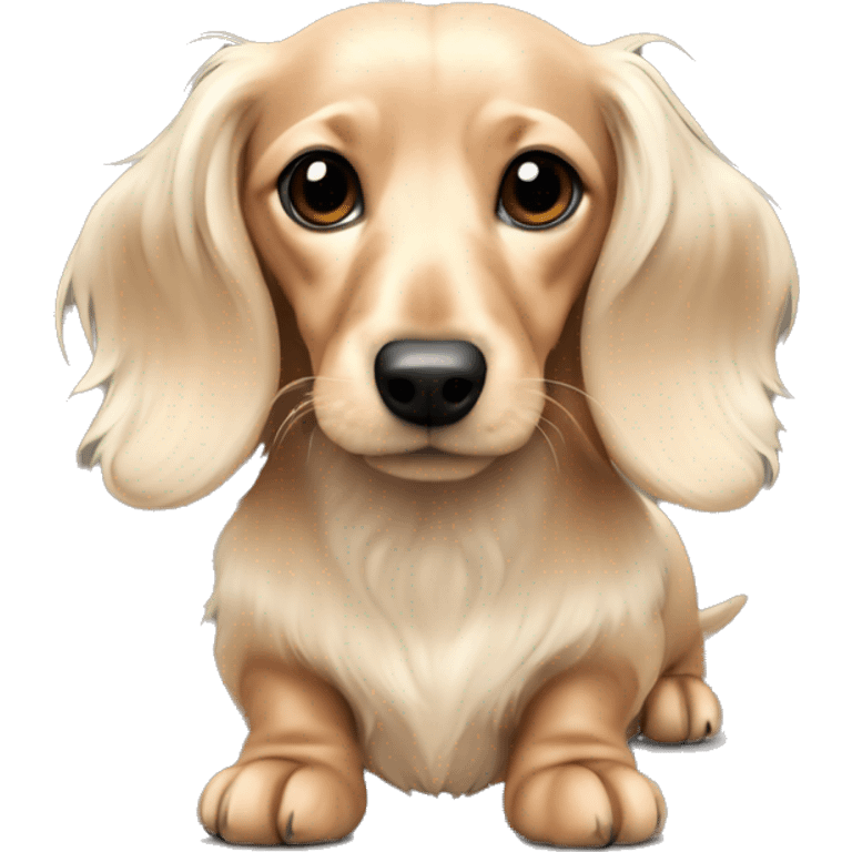 Mini long haired dachshund cream colors emoji