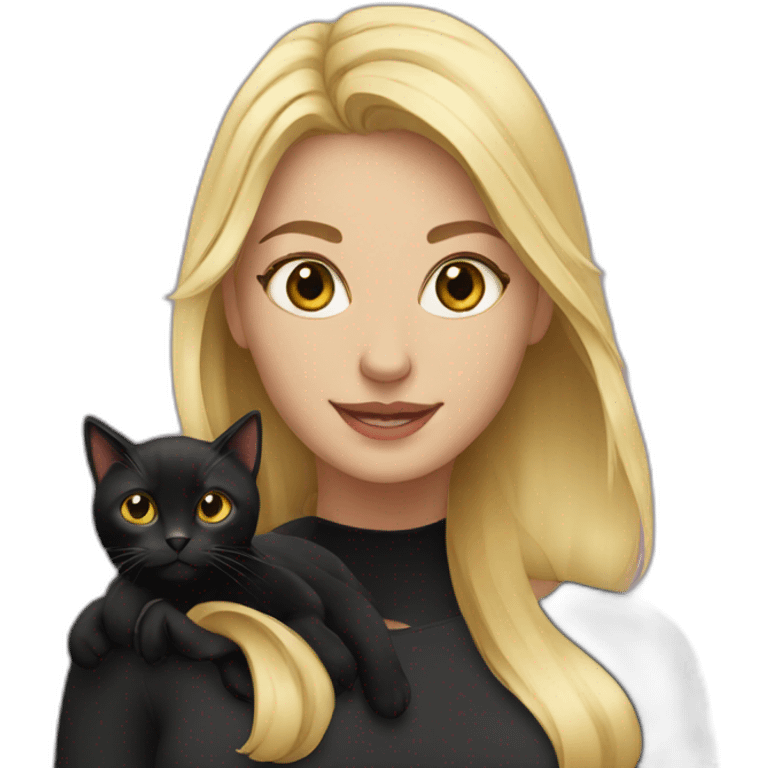 blond woman and black cat emoji