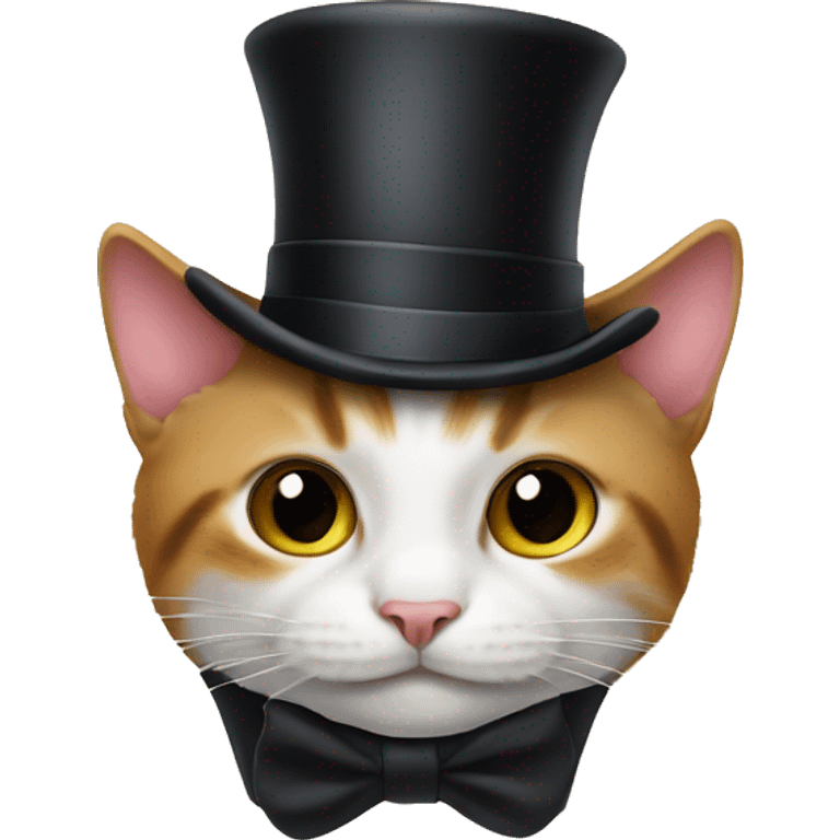 Cat hiding inside an upside down top hat emoji