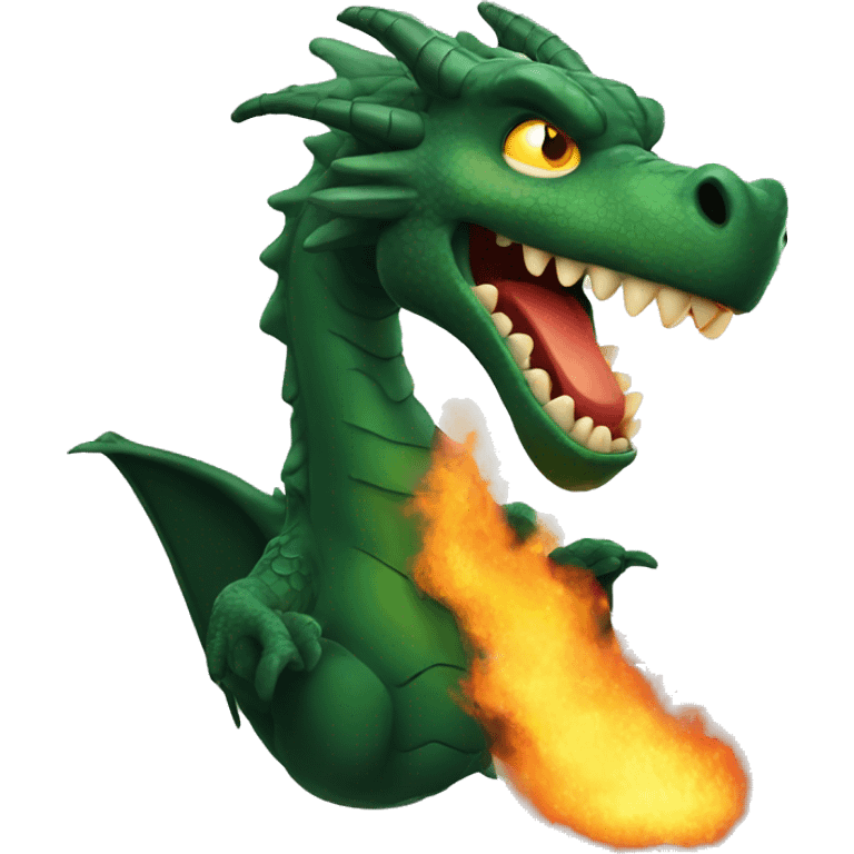 Big dark green dragon breathing fire emoji