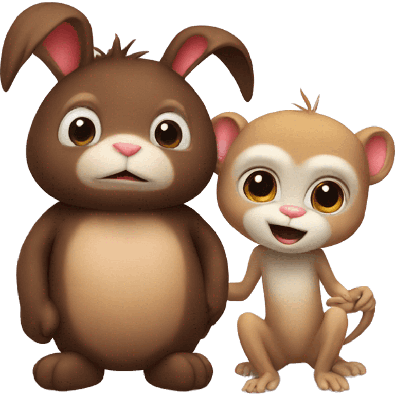 Bunny and monkey in love emoji