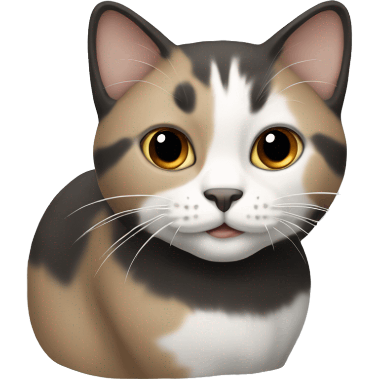 A CAT with the Color white black grey Brown and beige  emoji