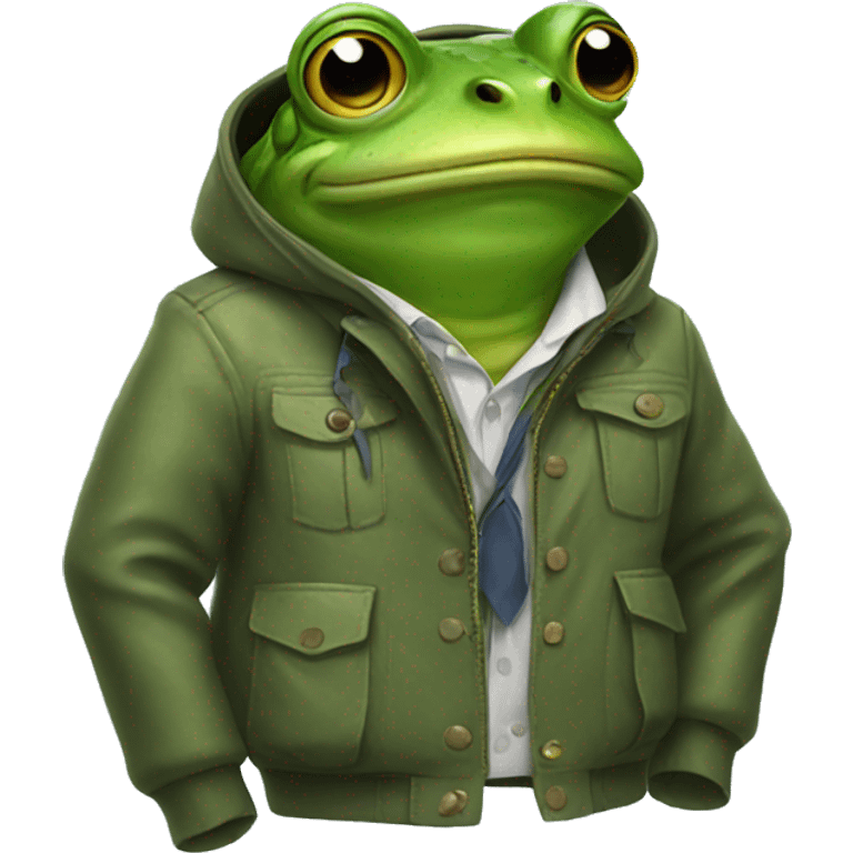 Frog in a jacket emoji