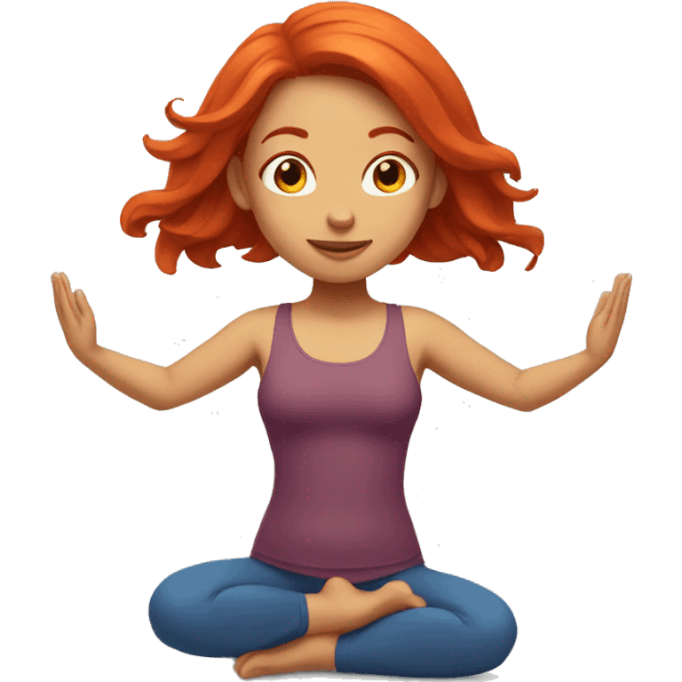 Red hair girl yoga emoji