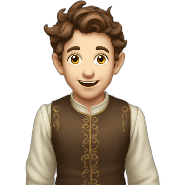 Brown haired victorian elf, excited emoji