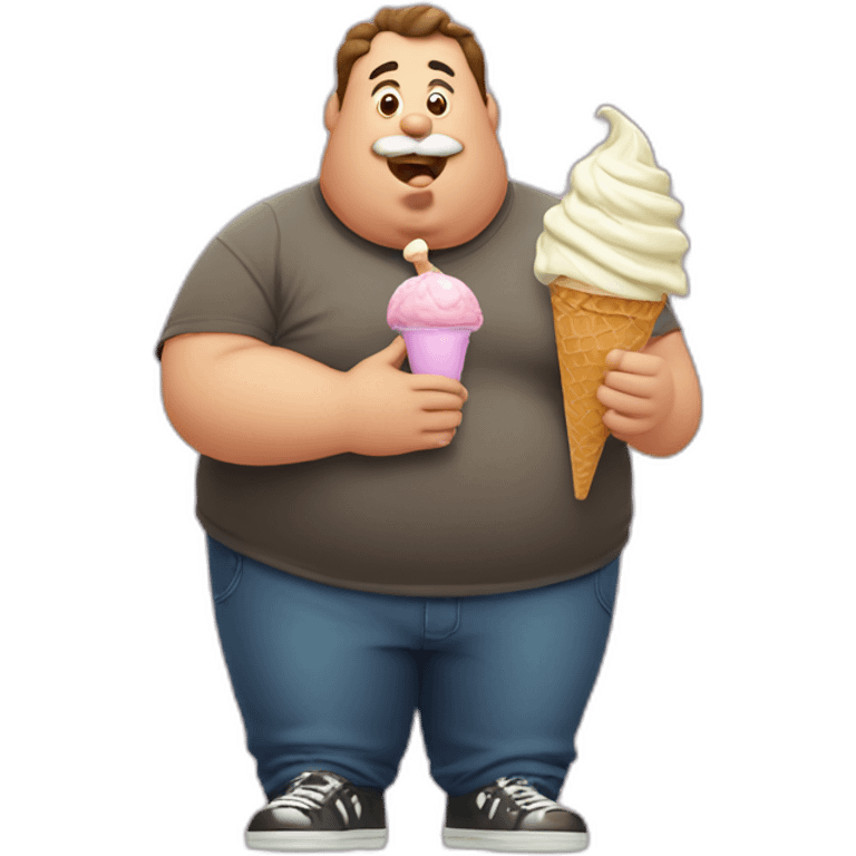 Fat man eating ice cream emoji