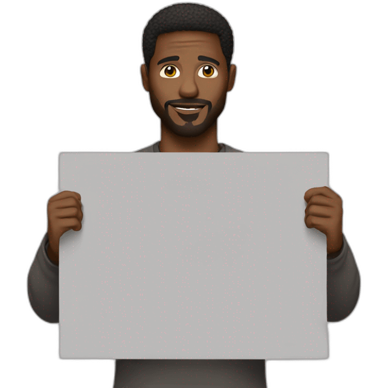 Yomi Denzel holding a sign emoji