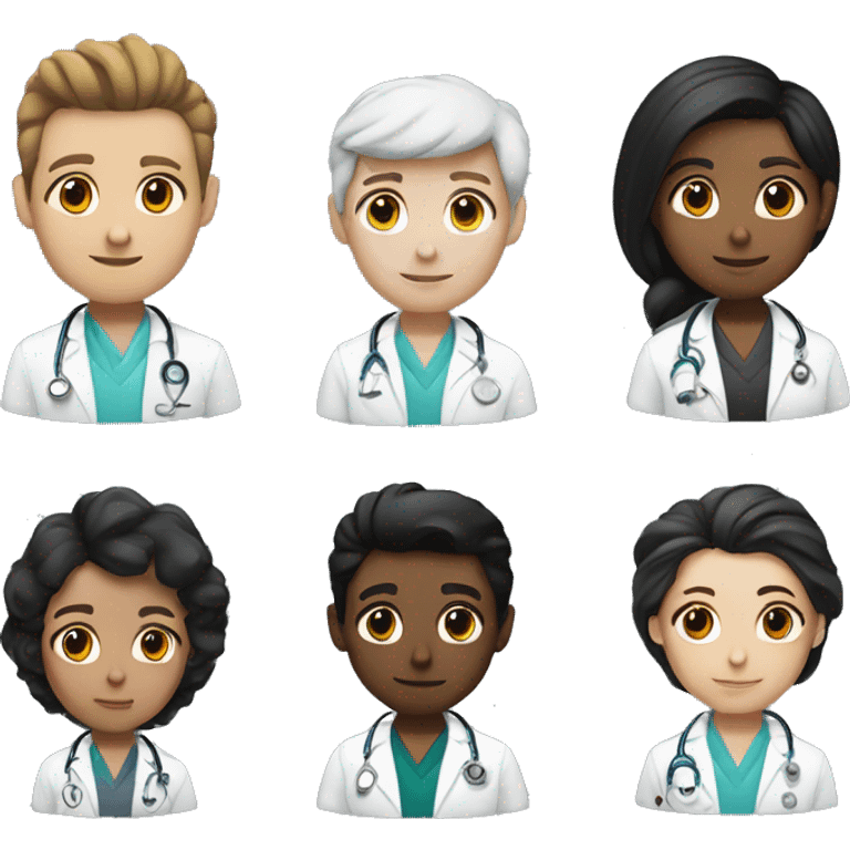 doctor, white skin, black hair, without stethoscope emoji