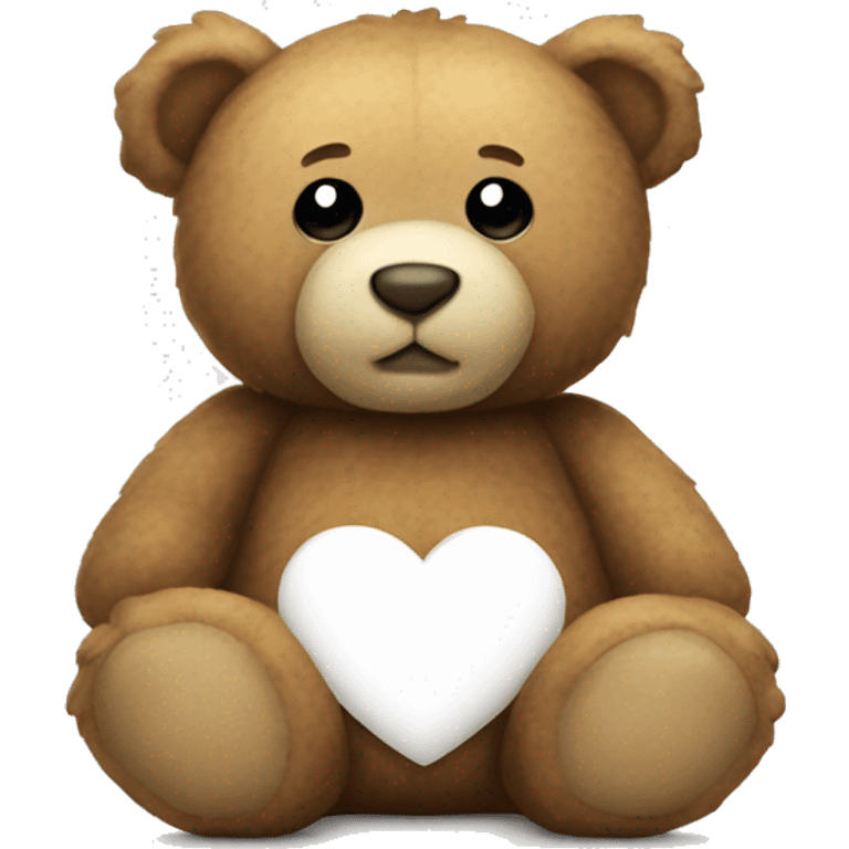 Teddy bear with a white heart emoji