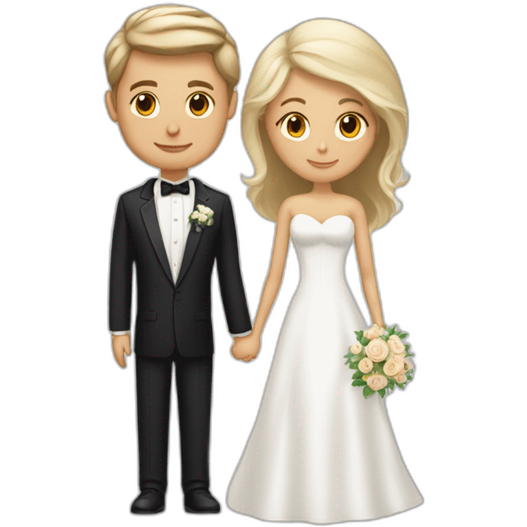 Tan brown hair woman and white blonde hair man getting married emoji