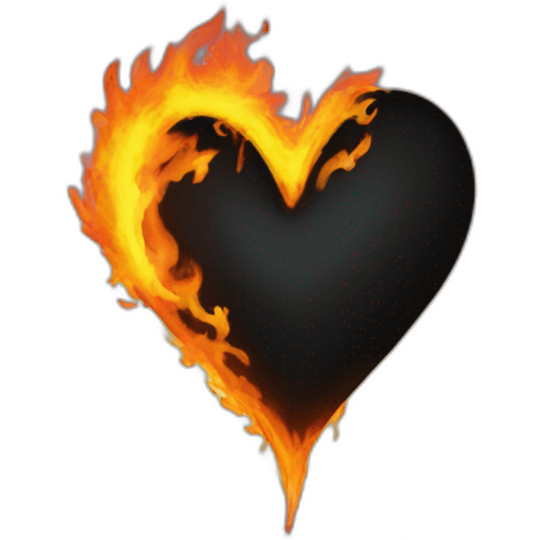 Black heart on fire with signature „H33“ emoji