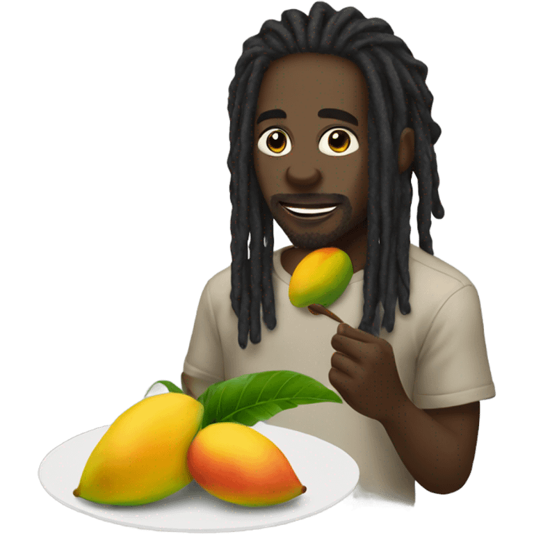 A black man with dreads eating mangoes emoji