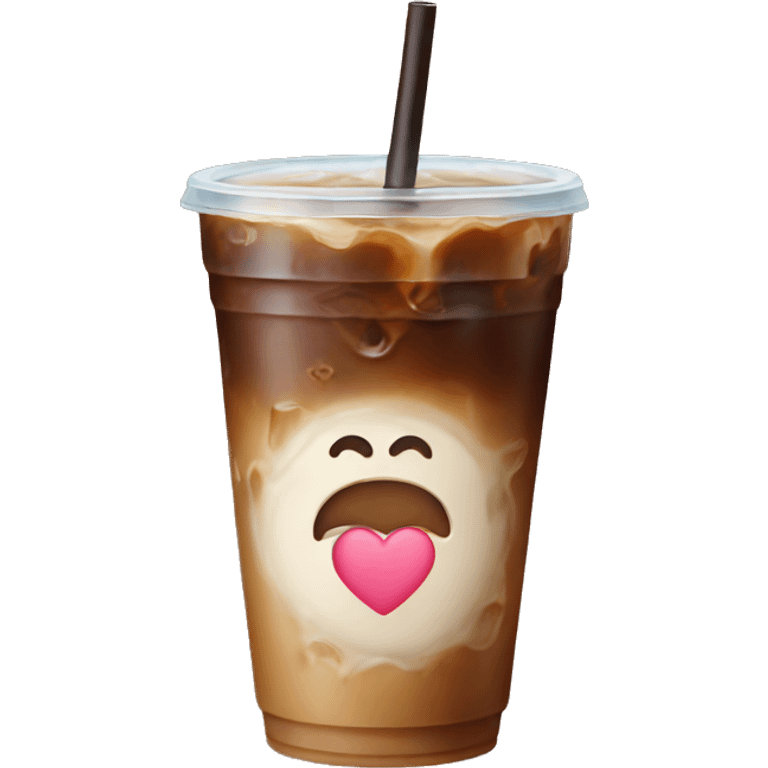 Iced coffee with heart  emoji