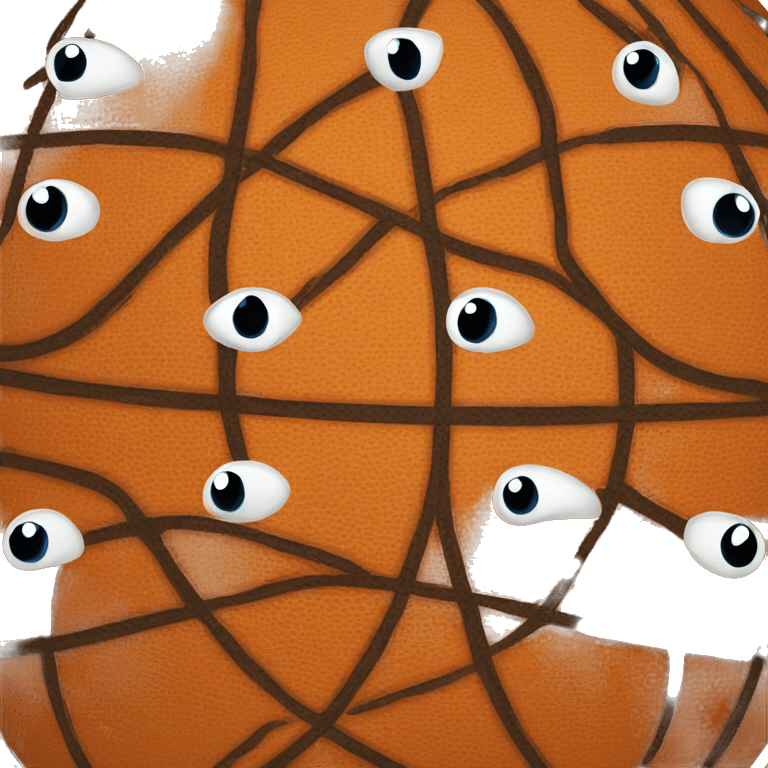 a earth emoji that has basketball patterns with eyes emoji