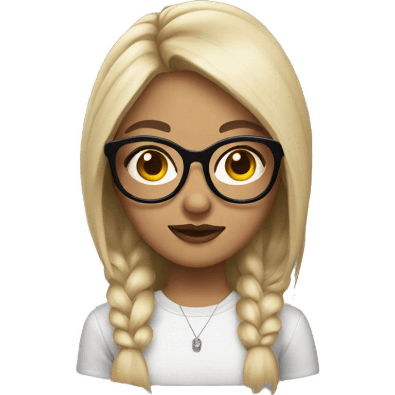 girl with wolfcut and glasses and light skin emoji