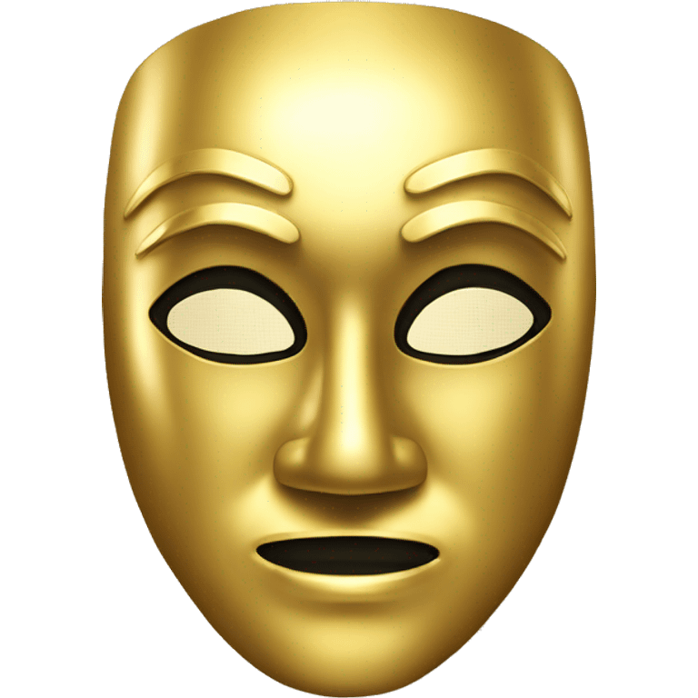 A golden theatre mask that looks cool and metallic for a male emoji