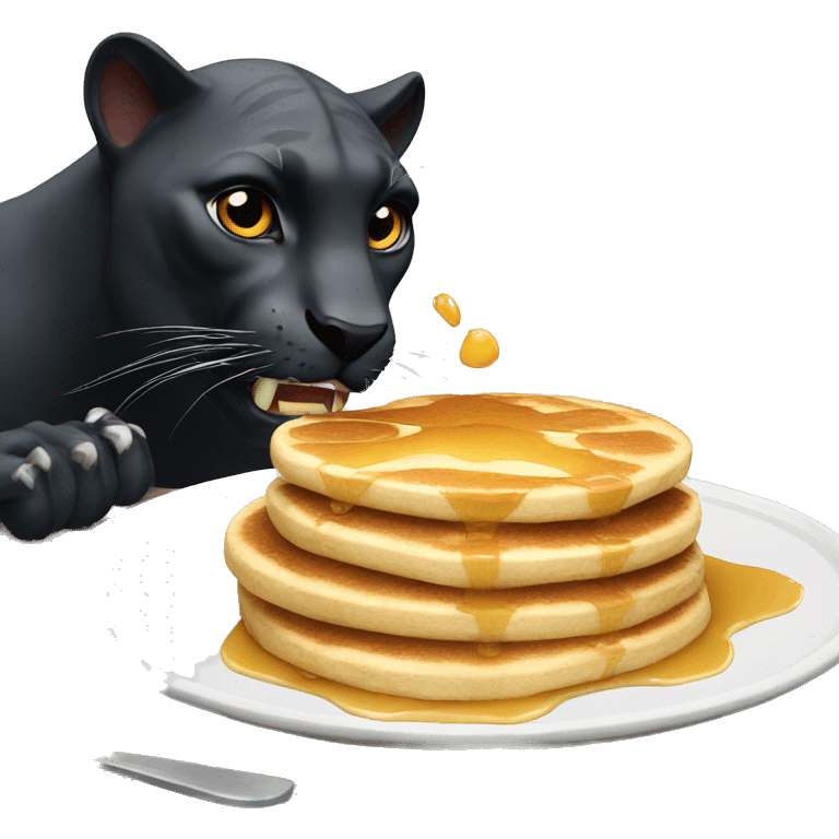 panther eating pancakes emoji