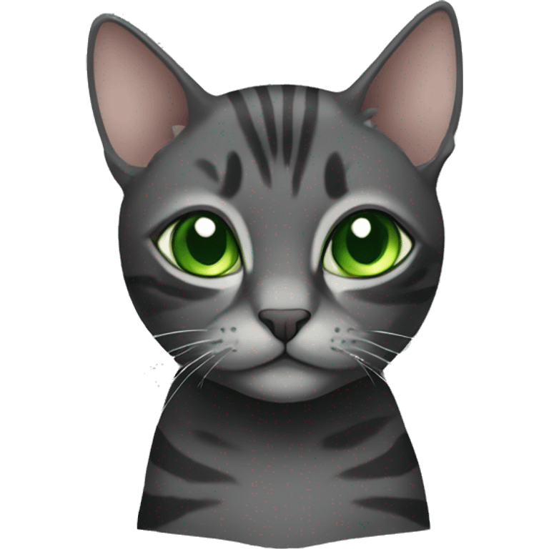 Black and grey cat with green eyes tabby emoji