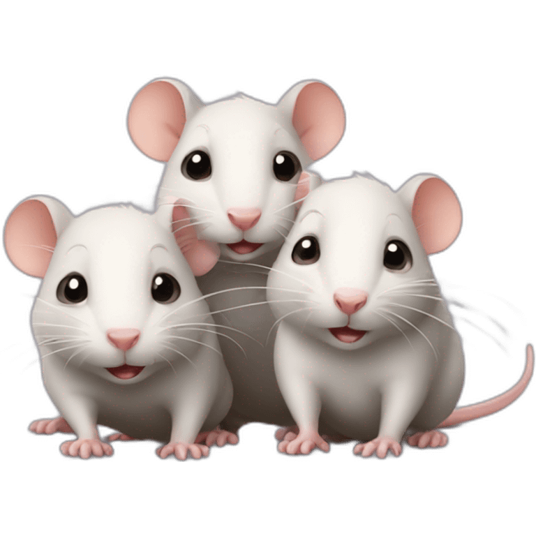 Three cute rats emoji