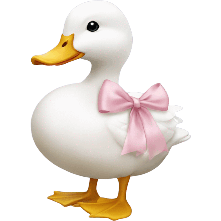 white duck with a pale pink bow emoji