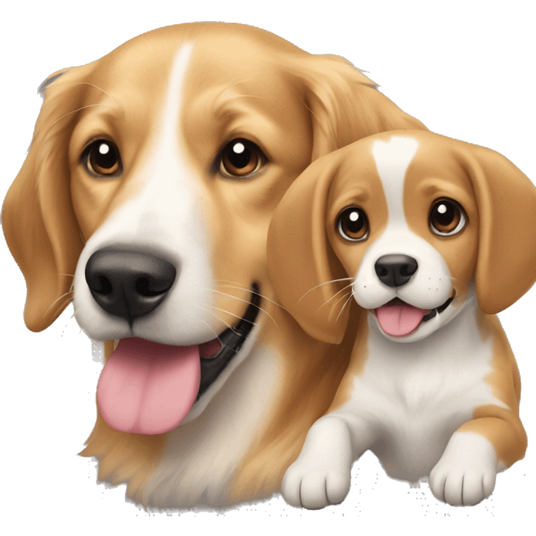 a golden retriever and a beagle playing  emoji