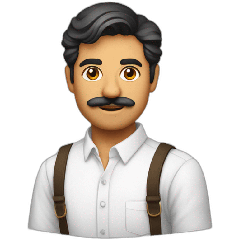 Jayendrasinh Solanki as Developer in white shirt with sleeve up and mustach emoji