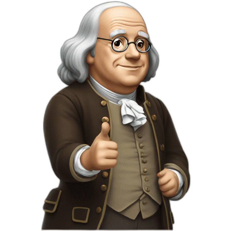 benjamin franklin with an arm up closed realistic emoji