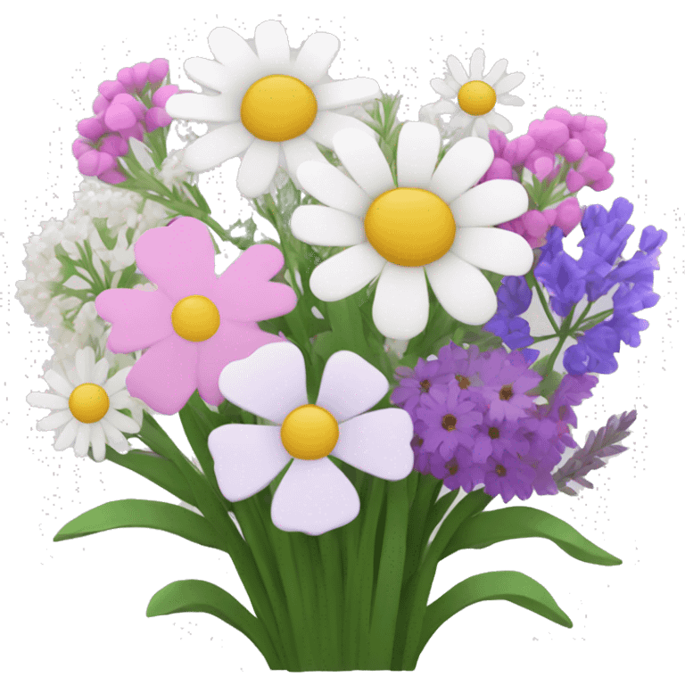 Bouquet of wildflowers in pink, white and a Bit purple emoji